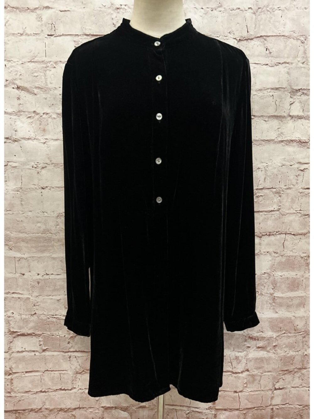 J. Jill Black Velvet Button Front Tunic Blouse Long Sleeve Size 1X NEW